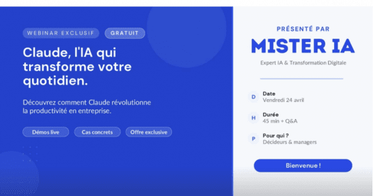 Webinaire Partenaire Mister IA |  ce que Claude sait faire (et que personne n'utilise) 